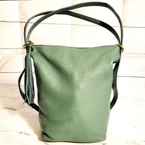 HOBO Iconic BLAZE Convertible Backpack & Shoulder Bag Green Pebbled Leather